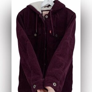 Levi’s sherpa-lined corduroy hooded jacket sz small